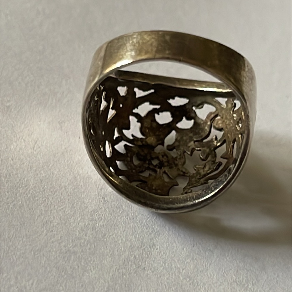 Sterling Silver .925 Filigree floral Dome Ring Vintage - Picture 3 of 10